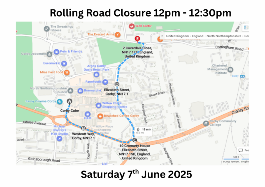 Corby pride 2025 Road Closure
